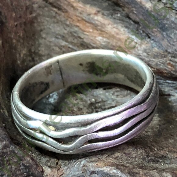 Very Time Worn Smooth Sterling Silver Band Ring Size 9.5 Thumb Ring - Picture 4 of 6
